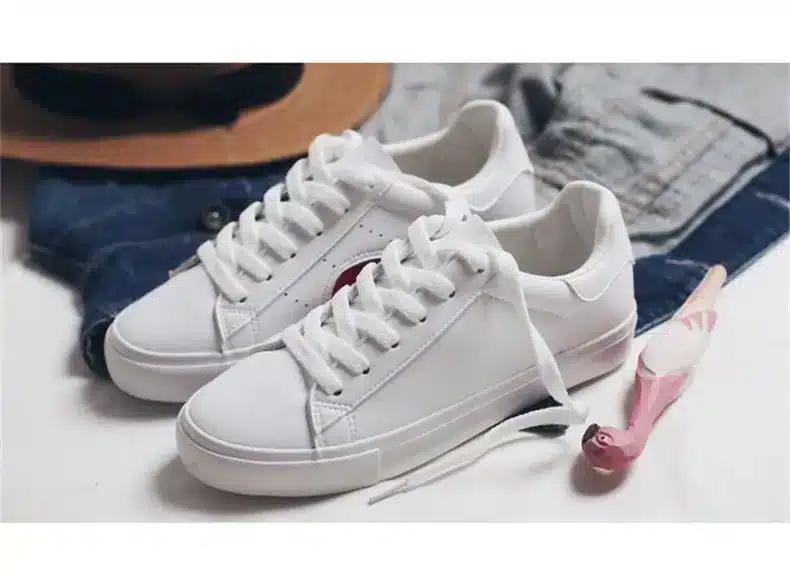 Smile Circle 2018 Spring/Summer White Sneakers Women Ultra-soft Lace-up Casual Shoes Women Flat Platform Shoes Girl shoes A58101 18