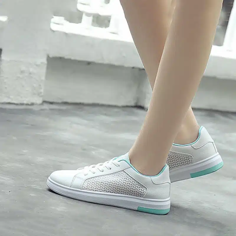 WAWFROK Women Casual Shoes Summer 2018 Spring Mesh+Leather Flats Shoes Woman Fashion Breathable Women Sneakers 5