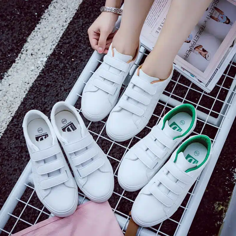 2018 summer new fashion women shoes casual high platform hole PU leather striped simple women casual white shoes sneakers 2