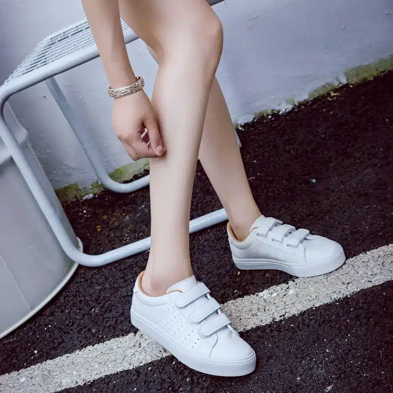 2018 summer new fashion women shoes casual high platform hole PU leather striped simple women casual white shoes sneakers 5