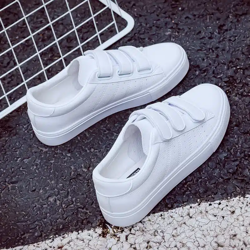 2018 summer new fashion women shoes casual high platform hole PU leather striped simple women casual white shoes sneakers 8
