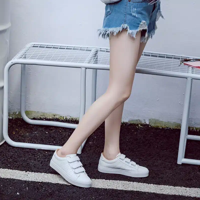 2018 summer new fashion women shoes casual high platform hole PU leather striped simple women casual white shoes sneakers 11