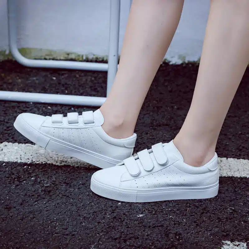 2018 summer new fashion women shoes casual high platform hole PU leather striped simple women casual white shoes sneakers 15