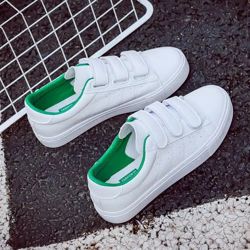 2018 summer new fashion women shoes casual high platform hole PU leather striped simple women casual white shoes sneakers 16