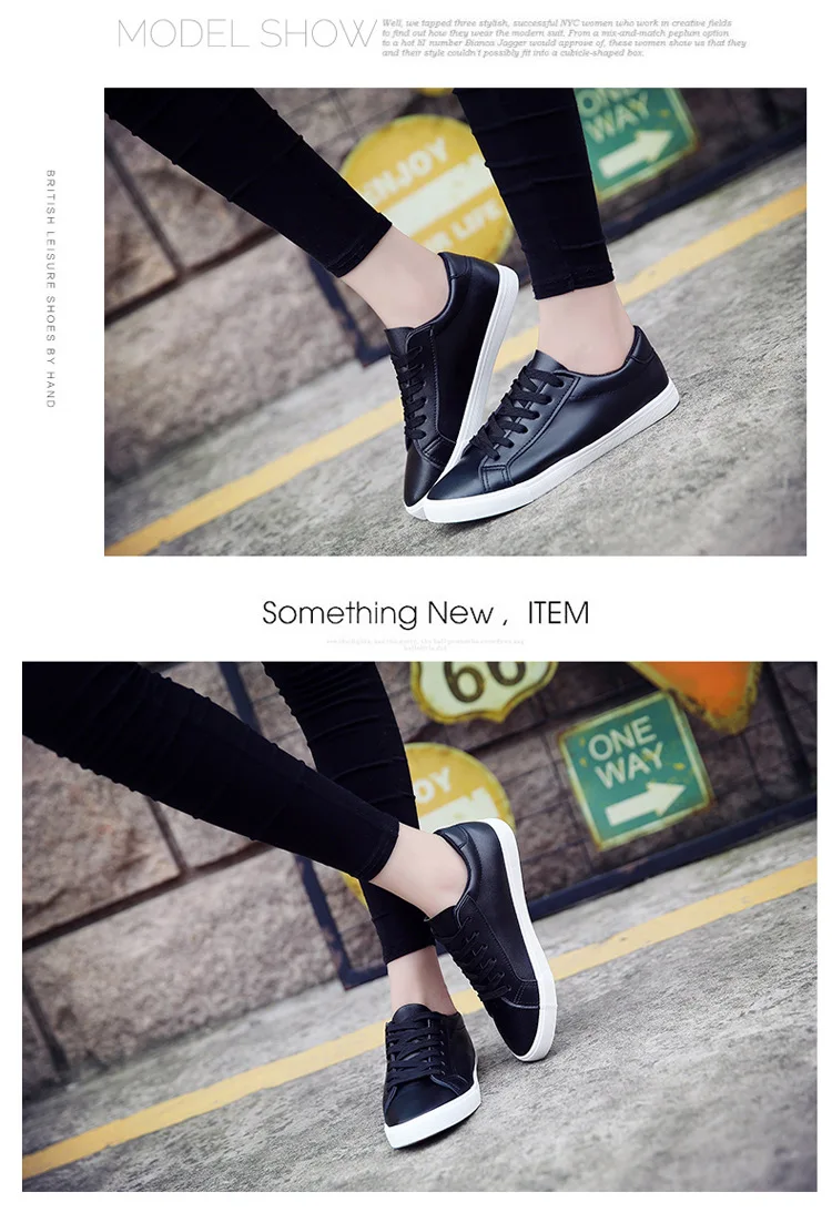 2018 new spring tenis feminino lace-up white shoes woman PU Leather solid color female shoes casual women shoes sneakers 22