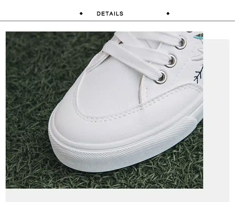 Women Shoes 2018 Spring Embroidery Flower Female Chic Casual Shoes Sneakers Leather Shoes White Beige Floral Vintage Style 35-40 16