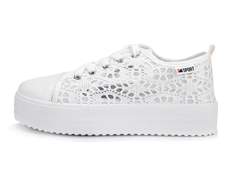 Women Shoes 2018 fashion summer casual Ladies Shoes cutouts lace canvas hollow breathable platform flat Shoes woman sneakers 20