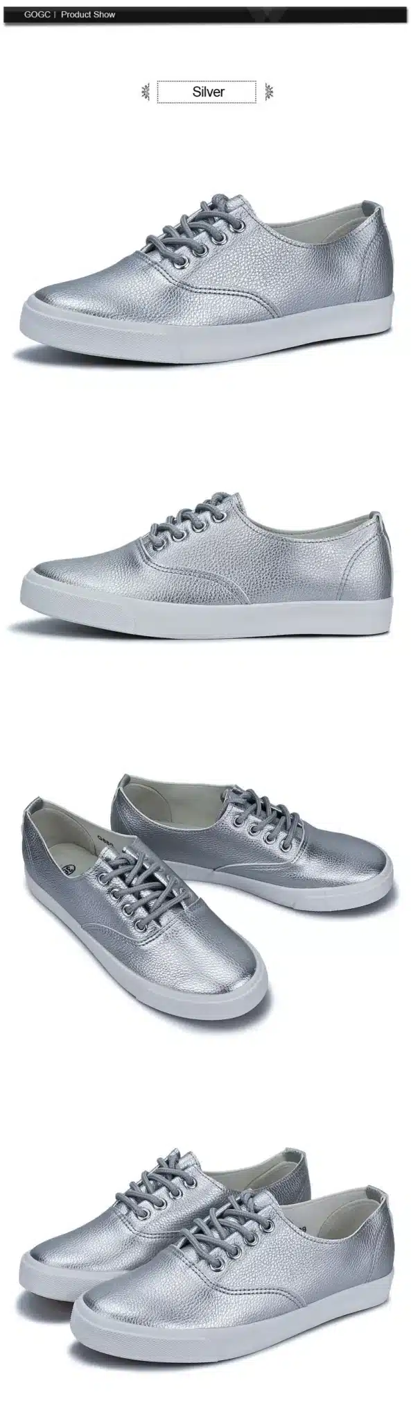 GOGC 2018 Flat Shoes Women Breathable Women Sneakers Footwear High Quality Silver Black White Women Flats Casual Shoes Slipony 16