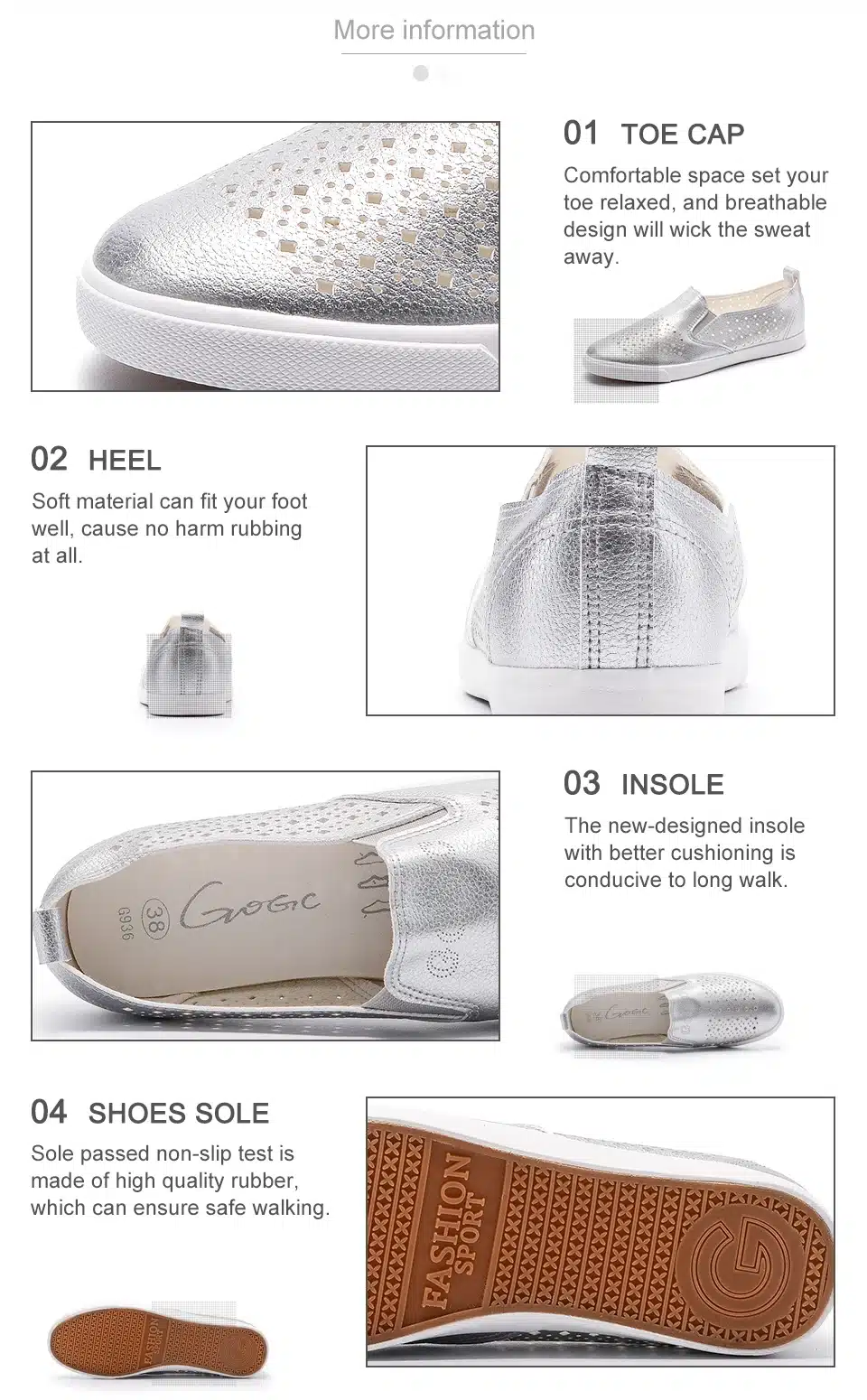 GOGC 2018 Slipony Women Hole Shoes Ladies Leather Shoes Breathable Soft Women Flats Shoes Vulcanized Slip on Women Sneakers 15
