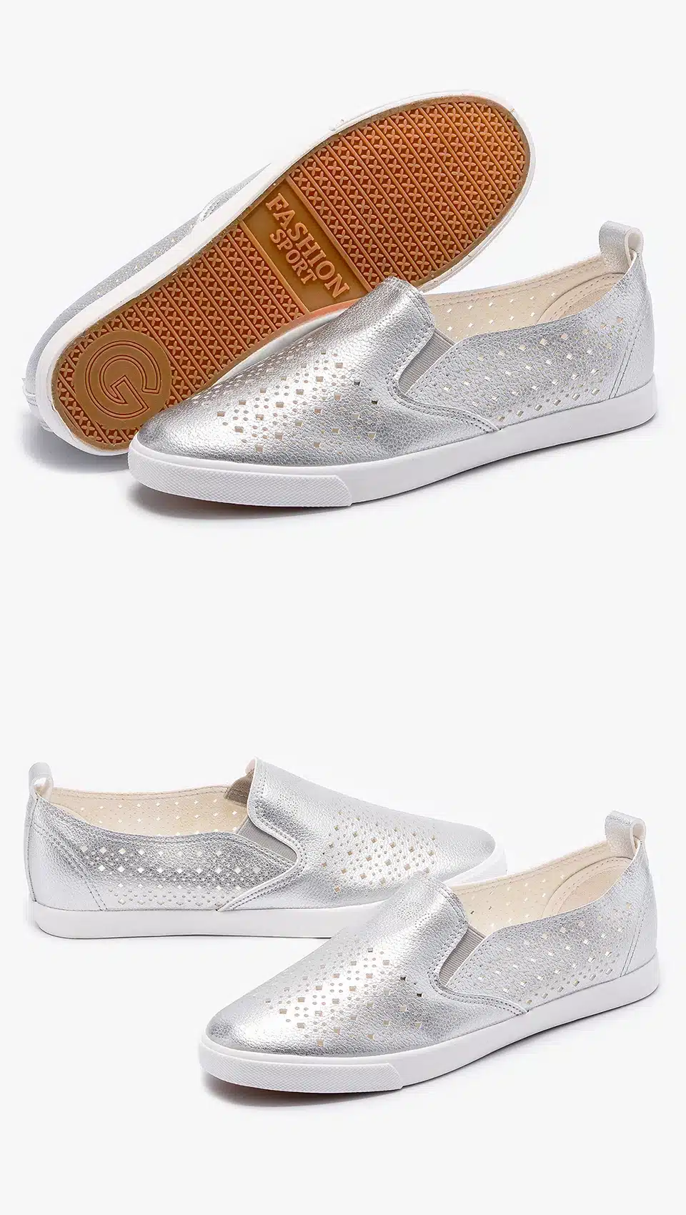 GOGC 2018 Slipony Women Hole Shoes Ladies Leather Shoes Breathable Soft Women Flats Shoes Vulcanized Slip on Women Sneakers 17