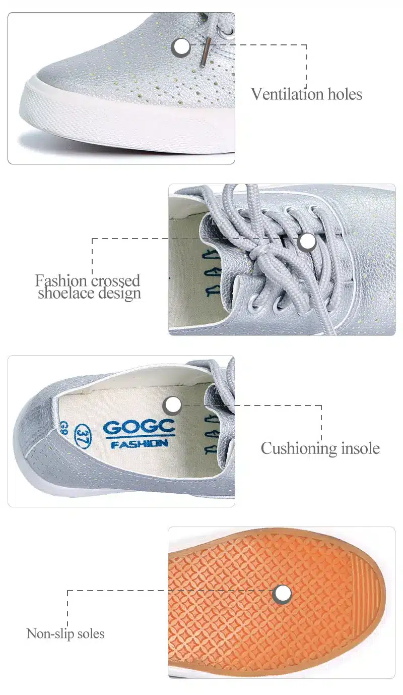 GOGC 2018 Breathable Leather Women Shoes Summer Women Causal Shoes with Hole Comfortable Sneakers Women Brand Flat Shoes Female 13
