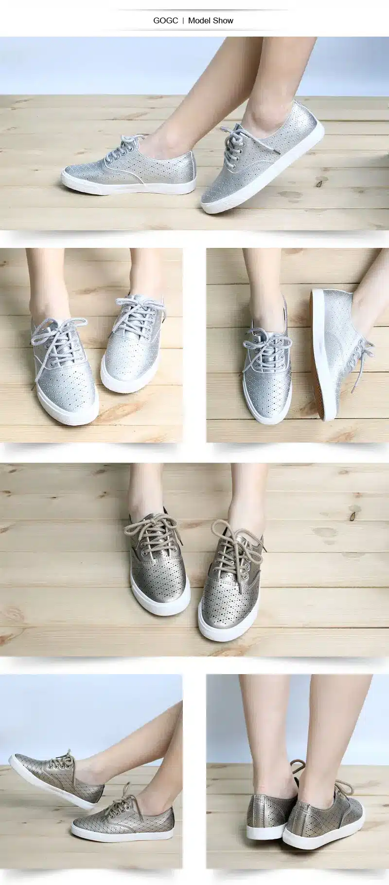 GOGC 2018 Breathable Leather Women Shoes Summer Women Causal Shoes with Hole Comfortable Sneakers Women Brand Flat Shoes Female 14
