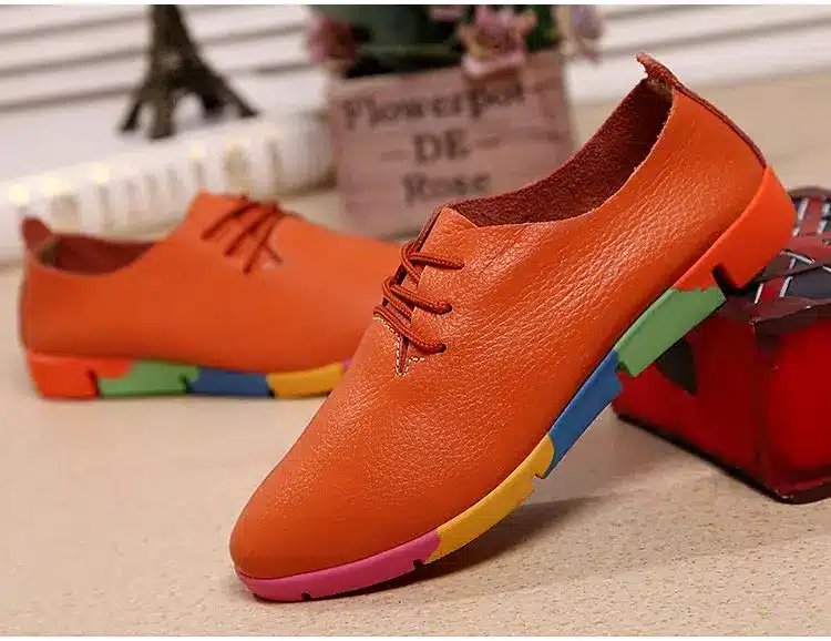 2018 new breathable genuine leather flats shoes woman sneakers tenis feminino nurse peas flats shoes plus size women shoes 22