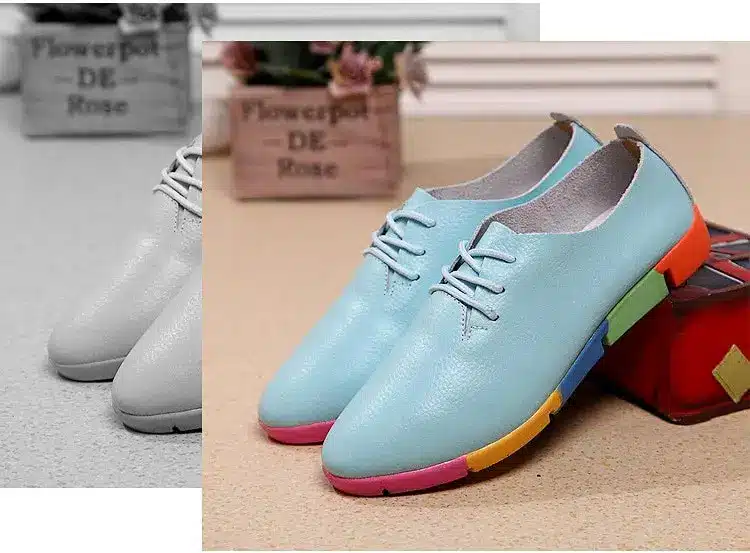 2018 new breathable genuine leather flats shoes woman sneakers tenis feminino nurse peas flats shoes plus size women shoes 23