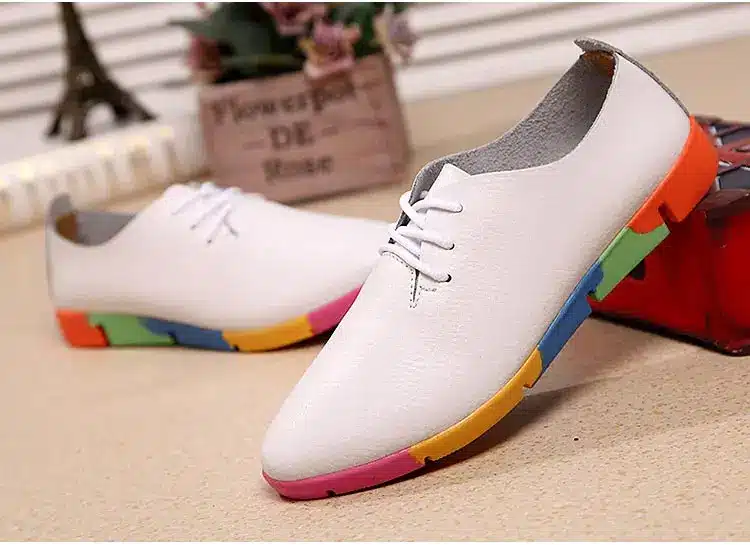 2018 new breathable genuine leather flats shoes woman sneakers tenis feminino nurse peas flats shoes plus size women shoes 24