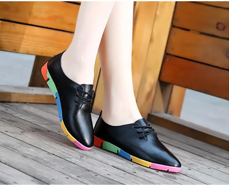 2018 new breathable genuine leather flats shoes woman sneakers tenis feminino nurse peas flats shoes plus size women shoes 31