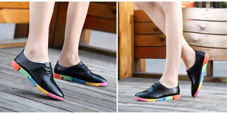 2018 new breathable genuine leather flats shoes woman sneakers tenis feminino nurse peas flats shoes plus size women shoes 32