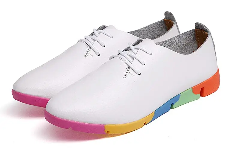 2018 new breathable genuine leather flats shoes woman sneakers tenis feminino nurse peas flats shoes plus size women shoes 35
