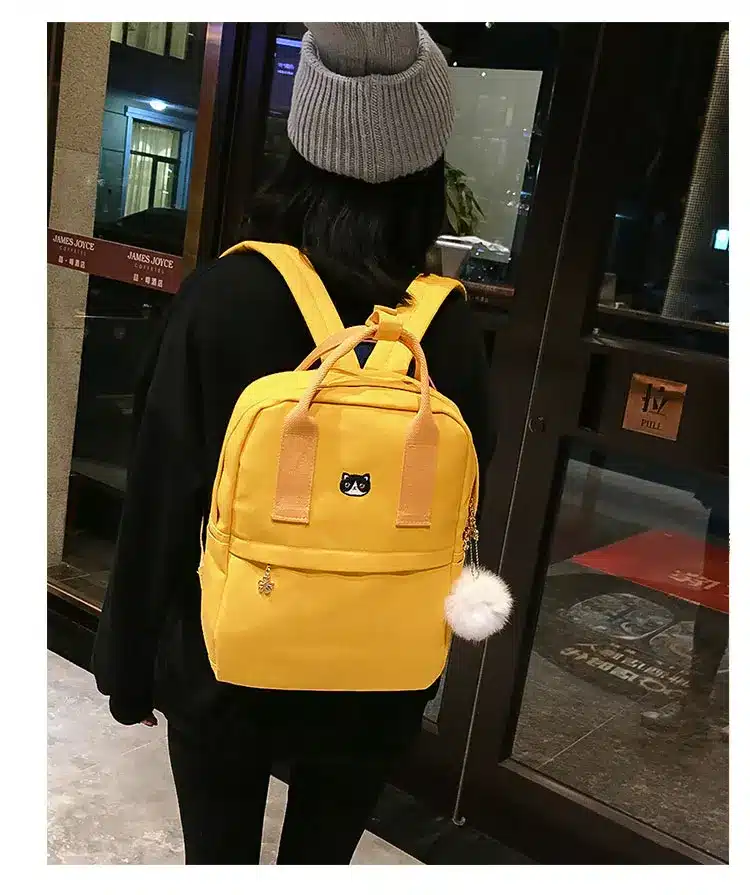 Women Backpack for School Teenagers Girls Vintage Stylish School Bag Ladies Canvas Fabric Backpack Female Bookbag Mochila 1574 11