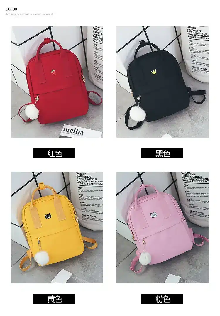 Women Backpack for School Teenagers Girls Vintage Stylish School Bag Ladies Canvas Fabric Backpack Female Bookbag Mochila 1574 13
