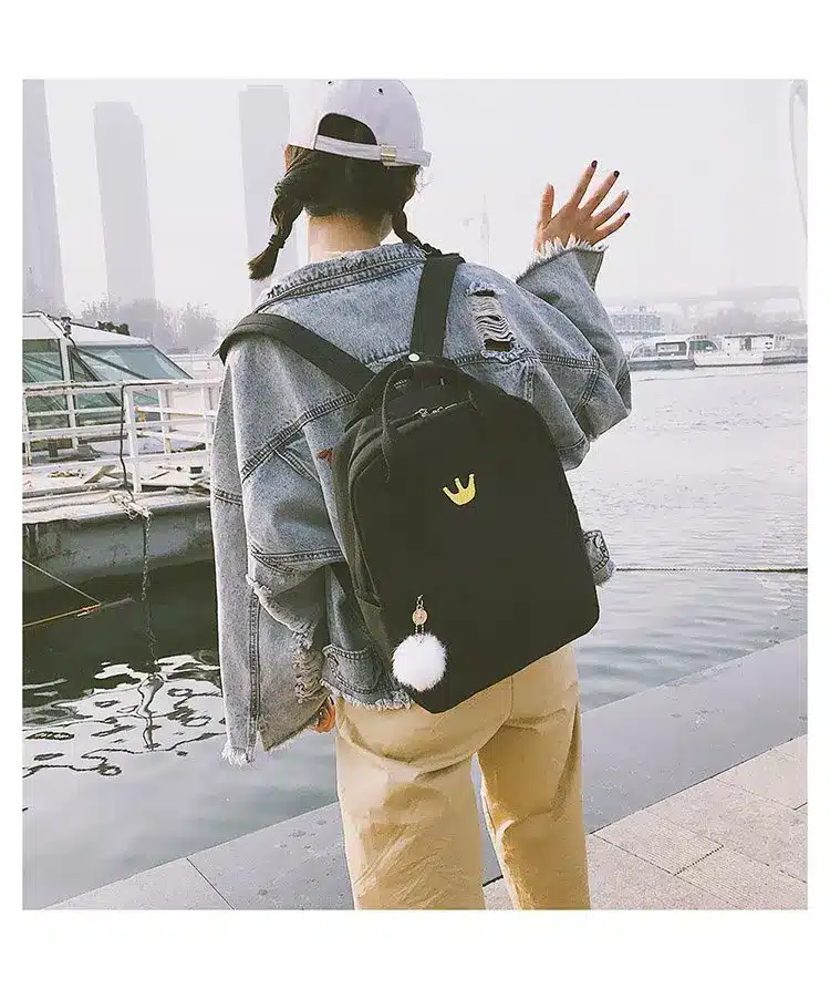 Women Backpack for School Teenagers Girls Vintage Stylish School Bag Ladies Canvas Fabric Backpack Female Bookbag Mochila 1574 34