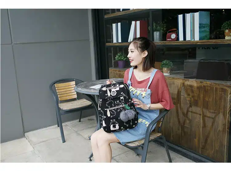 2018 USB Charging Canvas Backpack 3 Pcs/set Women School Backpacks Schoolbag For Teenagers Man Student Book Bag Boys Satchel 19