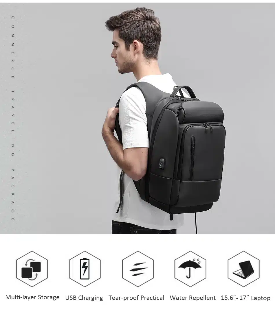 NIGEER 17 inch Laptop Backpack For Men Water Repellent Functional Rucksack with USB Charging Port Travel Backpacks Male n1755 13