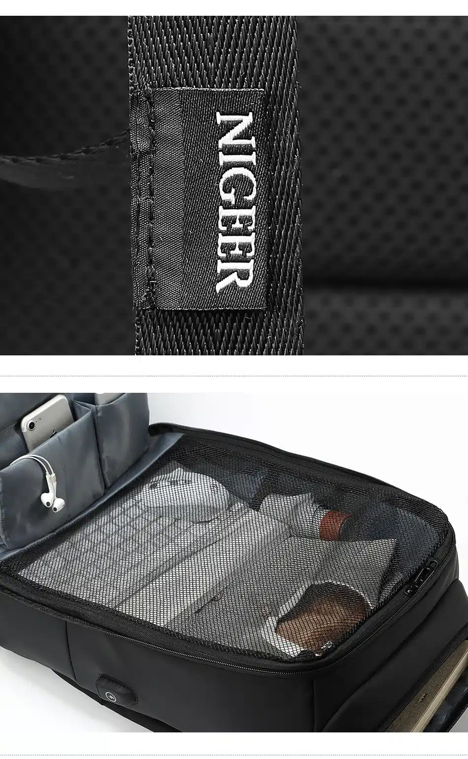NIGEER 17 inch Laptop Backpack For Men Water Repellent Functional Rucksack with USB Charging Port Travel Backpacks Male n1755 33