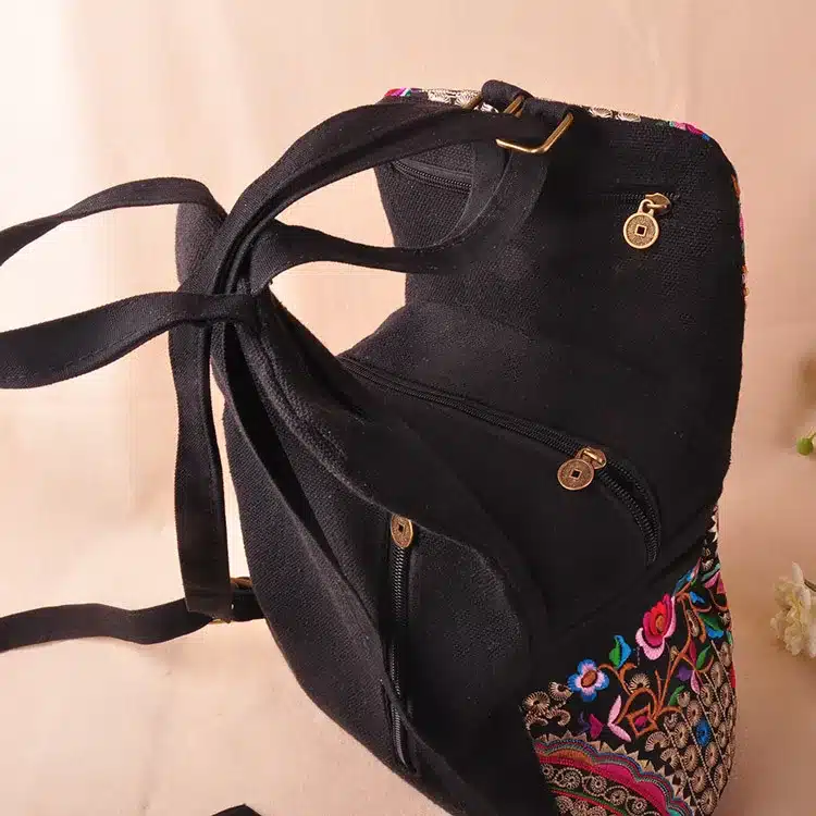Vintage Embroidery Ethnic Canvas Backpack Women Handmade Flower Embroidered Travel Bags Schoolbag Backpacks Rucksack Mochila 5