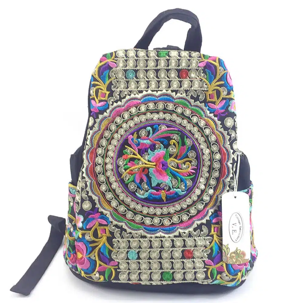 Vintage Embroidery Ethnic Canvas Backpack Women Handmade Flower Embroidered Travel Bags Schoolbag Backpacks Rucksack Mochila 13