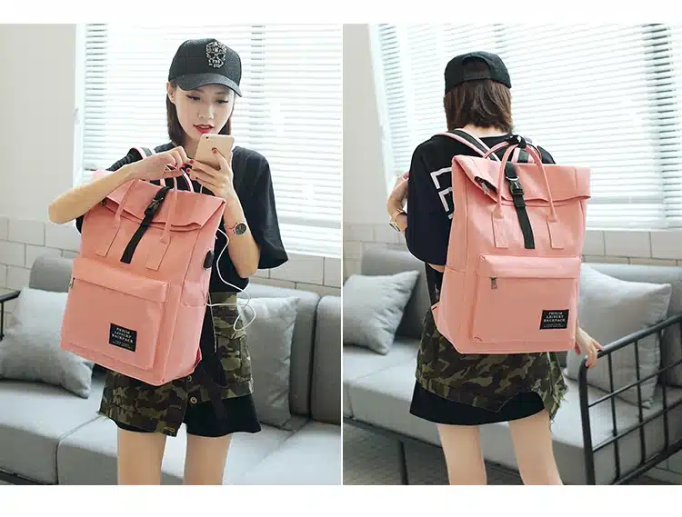 Women External USB Charge Backpack Canvas Backpack Male Mochila Escolar Girls Laptop Backpack School Bags Backpack for teens 8