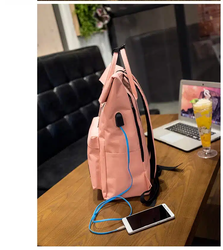 Women External USB Charge Backpack Canvas Backpack Male Mochila Escolar Girls Laptop Backpack School Bags Backpack for teens 21