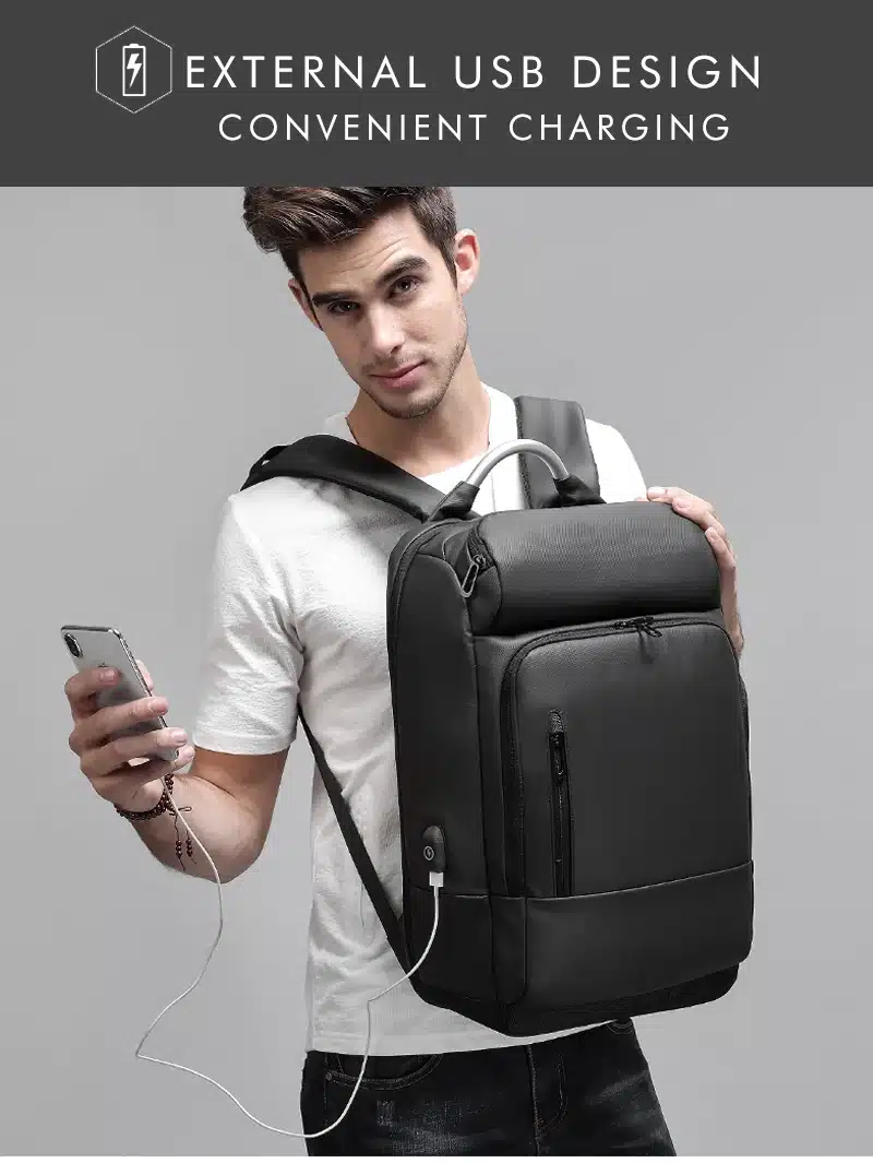 15.6" Laptop Backpack Black Business Male Mochila USB Charging Functional Rucksack Waterproof Leisure Travel Backpack Men n1877 19