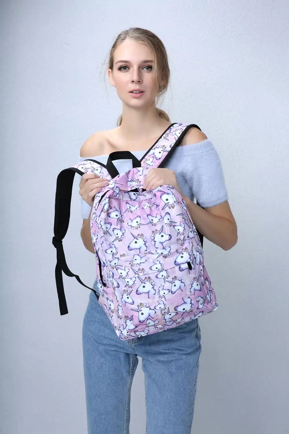 Deanfun 3PCS /set Women Printed Unicorn Backpack School Bags For Teenage Girls Shoulder Drawstring Bags 10