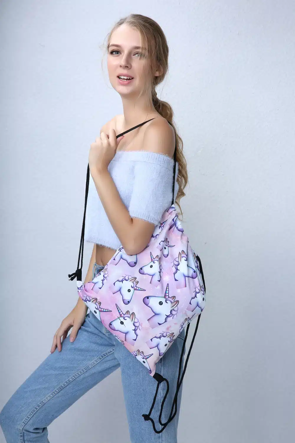 Deanfun 3PCS /set Women Printed Unicorn Backpack School Bags For Teenage Girls Shoulder Drawstring Bags 11
