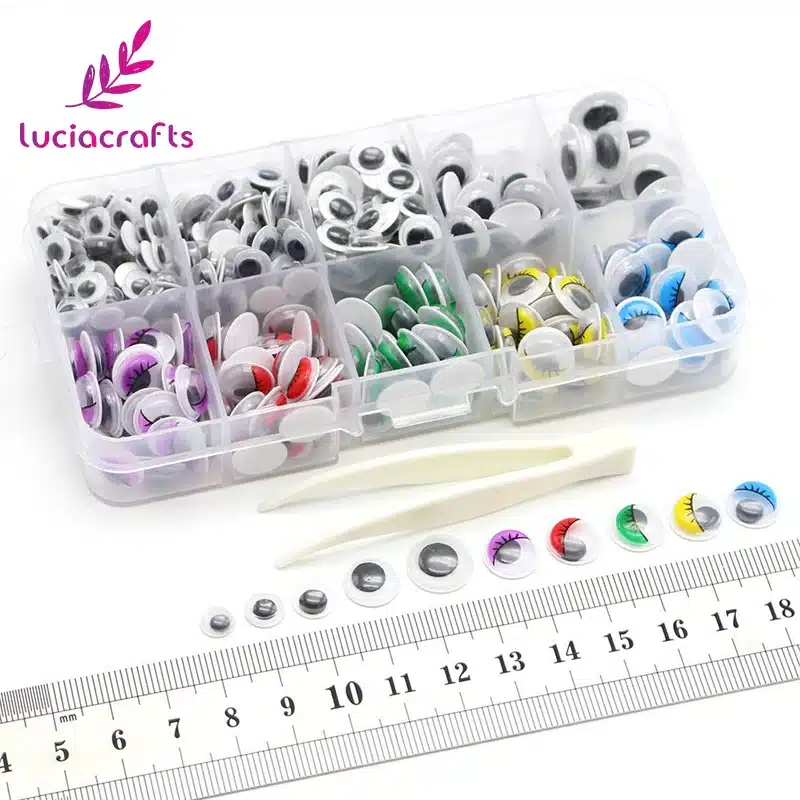 Lucia crafts 1box/lot 5-12mm Self-adhesive Wobbly Googly Eyes DIY for Clothes Scrapbooking Stuffed Toy Doll decor 100100420 16