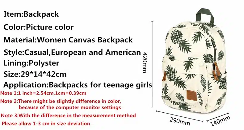 2018 Hot Special Designed Backpack Pineapple Printing School Bags For Teenager Girls Book bags Travel Bag Laptop Rucksack 26