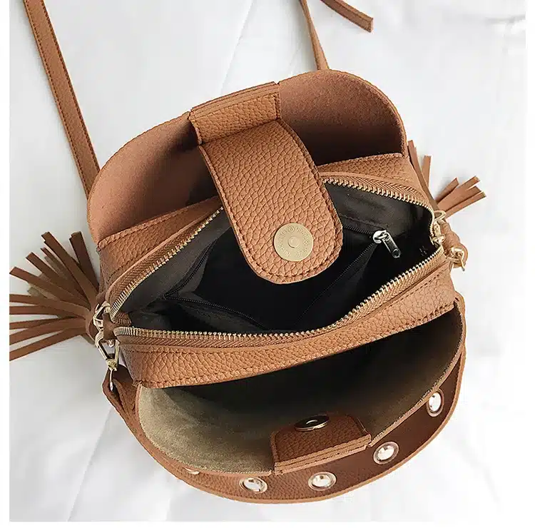 2018 Fashion Exquisite Women Bucket Bag Vintage Tassel Messenger Bag High Quality Retro Shoulder Bag Simple Crossbody Bag Tote 27