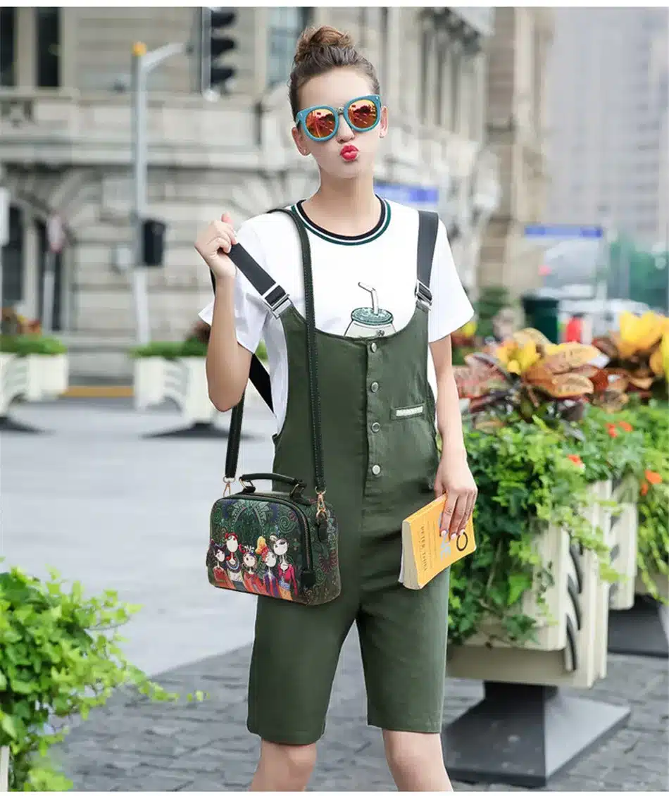 YQYDER 2017 designer luxury brand high quality PU leather ladies ladies green cartoon handbag shoulder bag female handbag 1