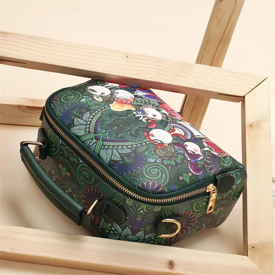 YQYDER 2017 designer luxury brand high quality PU leather ladies ladies green cartoon handbag shoulder bag female handbag 15