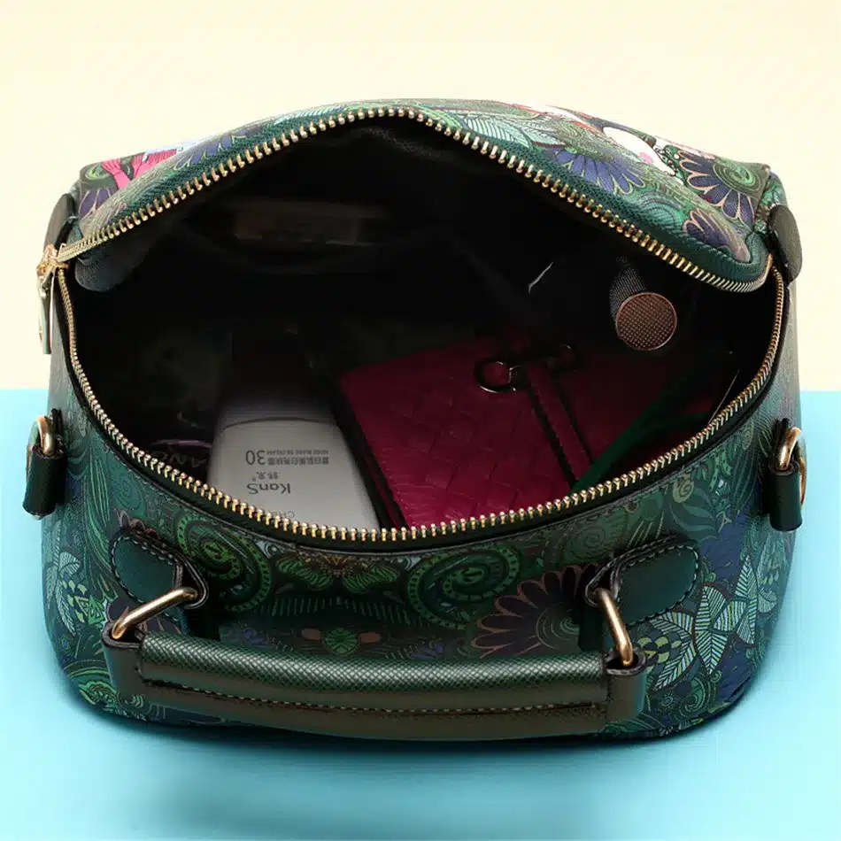 YQYDER 2017 designer luxury brand high quality PU leather ladies ladies green cartoon handbag shoulder bag female handbag 18