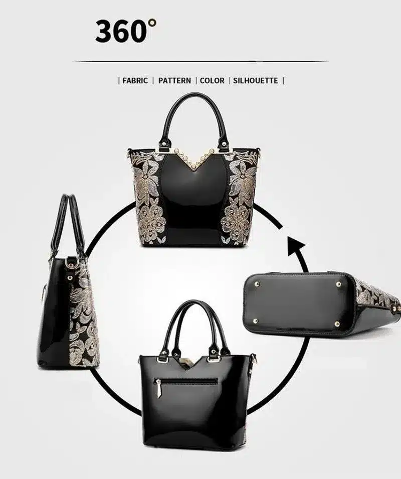 Luxury Sequin Embroidery Women Bag Patent Leather Handbag Diamond Shoulder Messenger Bags Famous Brand Designer 2018 Freya Safi 6