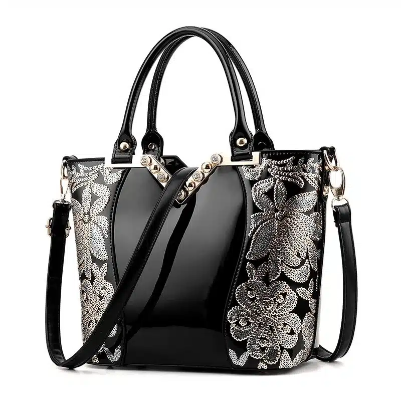 Luxury Sequin Embroidery Women Bag Patent Leather Handbag Diamond Shoulder Messenger Bags Famous Brand Designer 2018 Freya Safi 10