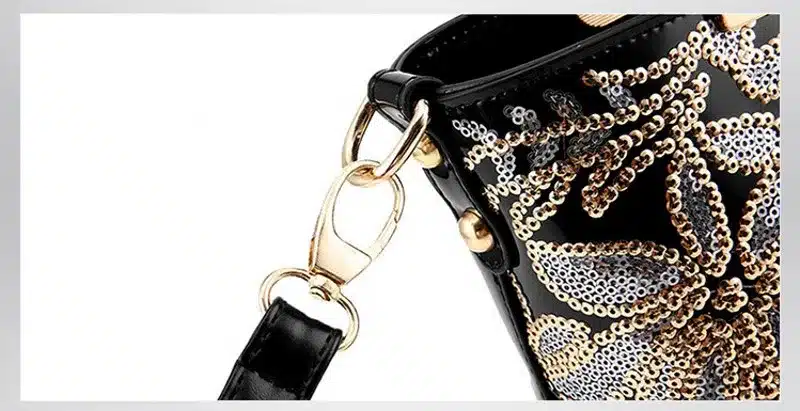 Luxury Sequin Embroidery Women Bag Patent Leather Handbag Diamond Shoulder Messenger Bags Famous Brand Designer 2018 Freya Safi 20