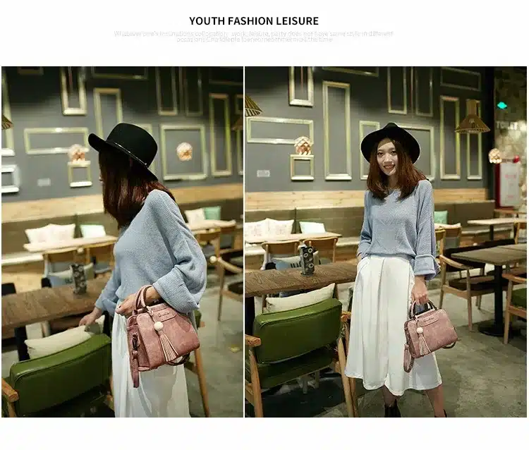 Free shipping, 2018 new women handbags, simple fashion flap, trend tassel woman messenger bag, Korean version shoulder bag. 21