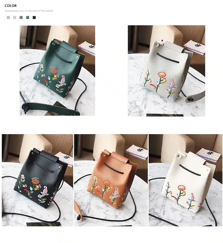 DAUNAVIA NEW Fashion Woman Mini Embroidery Bucket Designer Messenger Bags Women Shoulder Bag Handbags Ladies Small Flap Bolsa 7