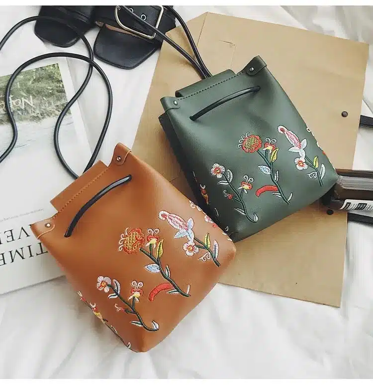 DAUNAVIA NEW Fashion Woman Mini Embroidery Bucket Designer Messenger Bags Women Shoulder Bag Handbags Ladies Small Flap Bolsa 8
