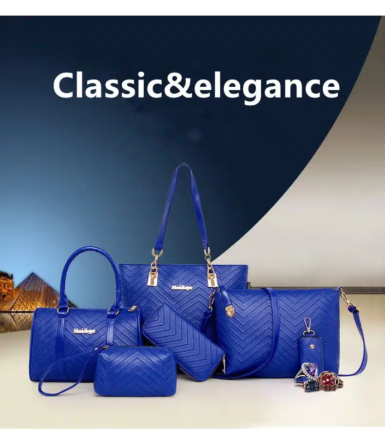 NEW Brand Luxury Lady Handbag 6 Pcs/set Composite Bags Set Women Shoulder Crossbody Bag Female Purse Clutch Wallet 9