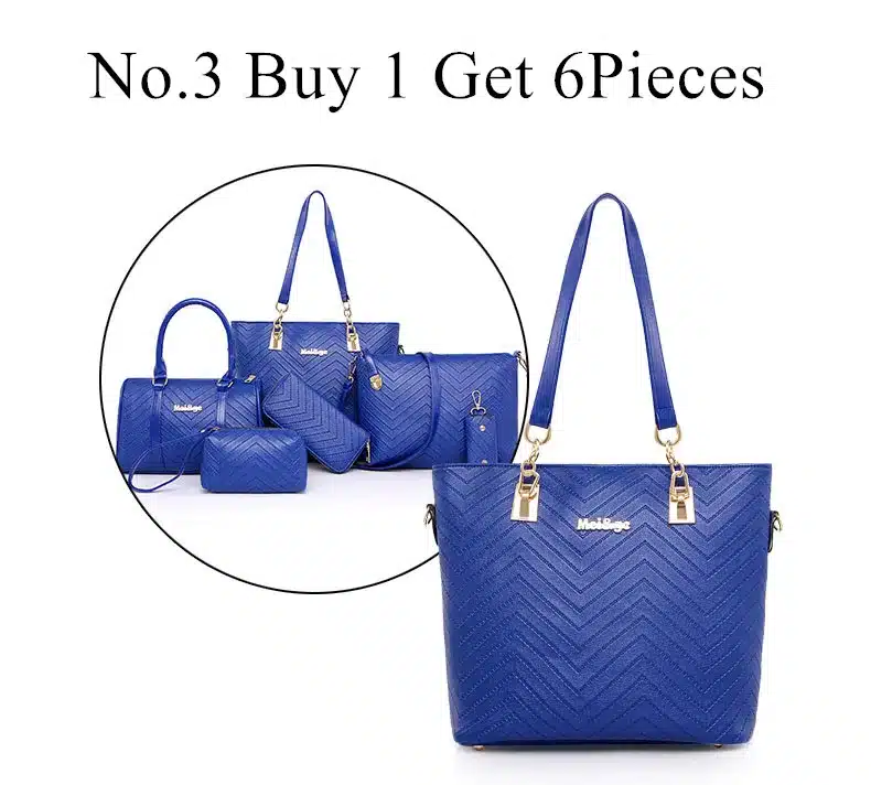 NEW Brand Luxury Lady Handbag 6 Pcs/set Composite Bags Set Women Shoulder Crossbody Bag Female Purse Clutch Wallet 13