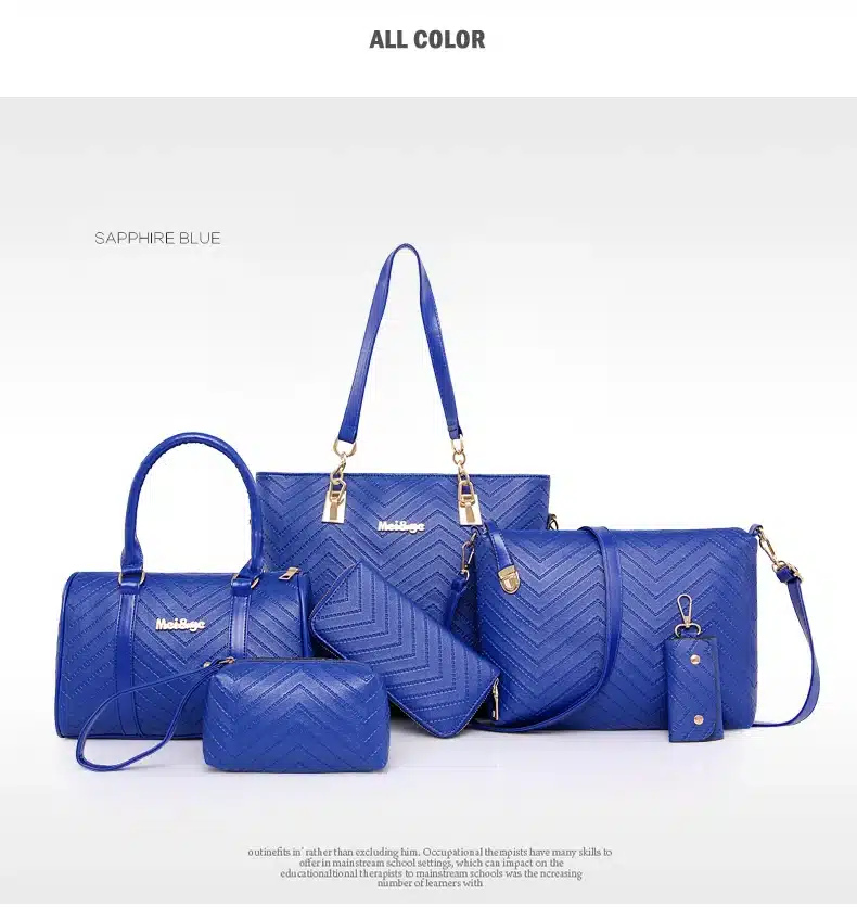 NEW Brand Luxury Lady Handbag 6 Pcs/set Composite Bags Set Women Shoulder Crossbody Bag Female Purse Clutch Wallet 32